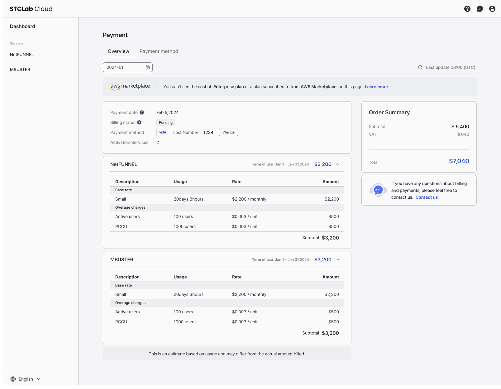 Payment Management Initial Screen